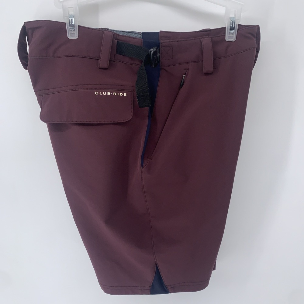 Club Ride Mountain Bike Shorts Mens Maroon Blue Cycling Adjustable Waist SMALL - Picture 12 of 12